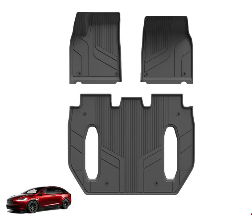 2023 Model X 6-Seat Specific TPE Floor Mats - Waterproof Anti-Slip Eco-Friendly & Easy to Clean