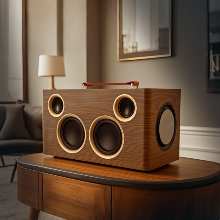 VIPERAOUTDOOR HIFI Wireless Bluetooth Luxury Handmade Wooden Speaker — 2-Way, Ultra-Long Battery, Dual Mic Support, Indoor & Outdoor