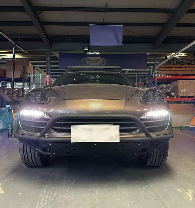 Low-Profile Off-Road Front Bumper for Porsche Cayenne 958 with Carbon Steel & Aluminum-Magnesium Alloy Radiator Skid Plate | Vipera