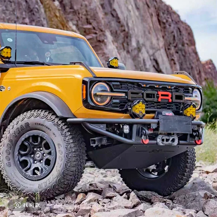 Carbon Steel Tubular Dune Front Bumper for Ford Bronco, Winch-Compatible Protective Bumper, Auto Modification Part