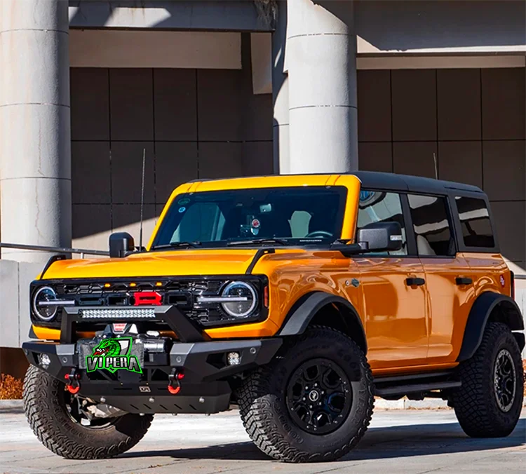 Ford Bronco Havoc Front Bumper & Off-Road Bumper & Sand Plow Bumper - Bolt-on Installation, Metal Bumper for Enhanced Protection