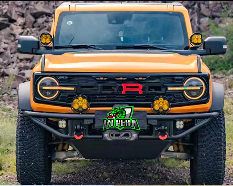 Carbon Steel Tubular Dune Front Bumper for Ford Bronco, Winch-Compatible Protective Bumper, Auto Modification Part