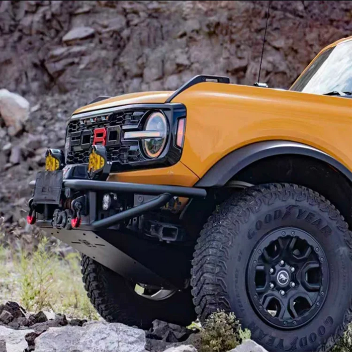 Carbon Steel Tubular Dune Front Bumper for Ford Bronco, Winch-Compatible Protective Bumper, Auto Modification Part