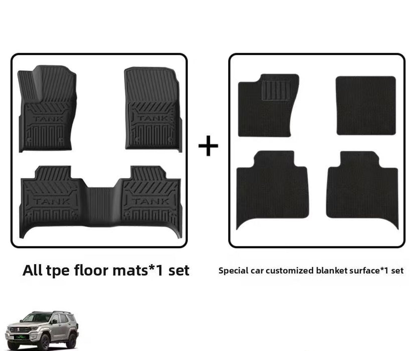 Tank 400 Full TPE Black Floor Mats Waterproof Wear - Resistant Eco - Friendly Odorless Custom - Fit Easy to Clean