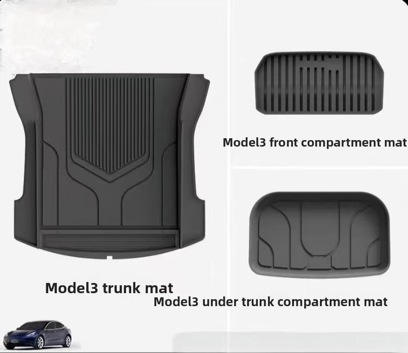 Model 3 Special Trunk Mats Three-Piece Set Dustproof and Scratch Resistant Organize Storage Space