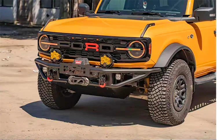 Carbon Steel Tubular Dune Front Bumper for Ford Bronco, Winch-Compatible Protective Bumper, Auto Modification Part