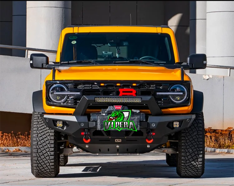 Ford Bronco Havoc Front Bumper & Off-Road Bumper & Sand Plow Bumper - Bolt-on Installation, Metal Bumper for Enhanced Protection