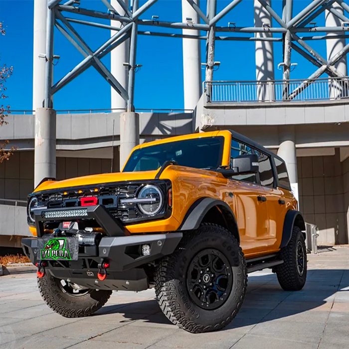 Ford Bronco Havoc Front Bumper & Off-Road Bumper & Sand Plow Bumper - Bolt-on Installation, Metal Bumper for Enhanced Protection