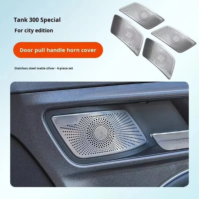Tank 300 Stainless Steel Decorative Protective Cover Interior Door Handle Horn Cover Speaker Frame-Exterior Accessories for