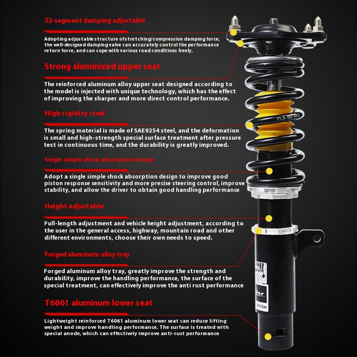 Border Steel Shock Absorber with Twisted Tooth Feature Custom OE No. for Front & Rear Position of Cayenne 955 & 958 Car Models