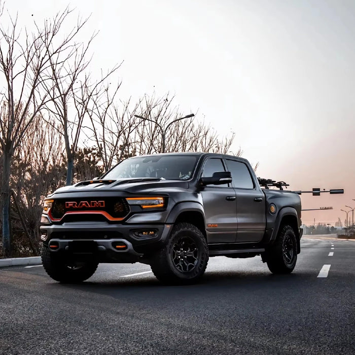 19 for Dodge for Ram 1500 Bumper with Front and Rear Anti-Collision Beam LED Light Modification New Condition
