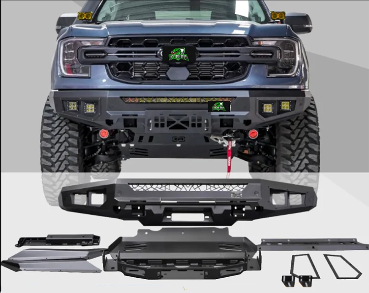 Ford Ranger Modified Front Bumper, Tyrant Front Bumper with Winch Mount, Anti-collision Off-road Protective Bumper